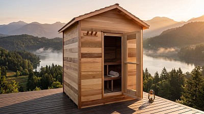 outdoor sauna 6x6 log cabin lifestyle