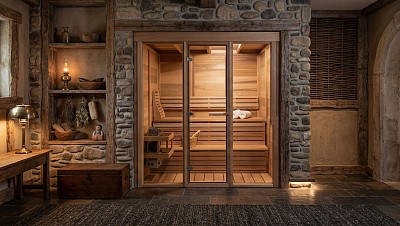 indoor prefab pure vision sauna stones lifestyle