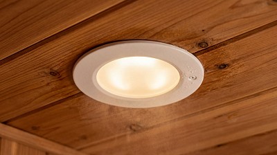 sauna white recessed ceiling light installed