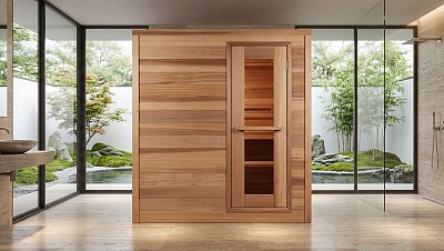 indoor prefab cabin sauna installed