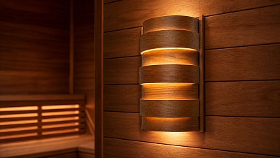 sauna curved wall light shade aspen installed