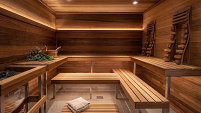 indoor prefab sauna inside