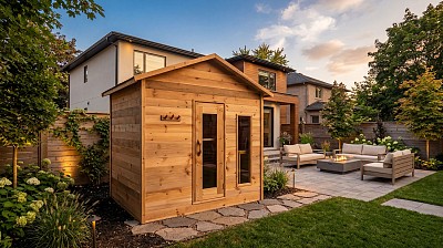 outdoor sauna 5x8 cabin knotty cedar lifestyle