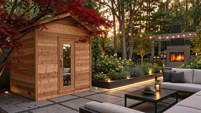 sauna cedar frame door full length bronze glass installed
