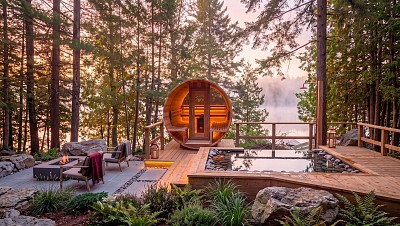 outdoor prefab barrel sauna lifestyle