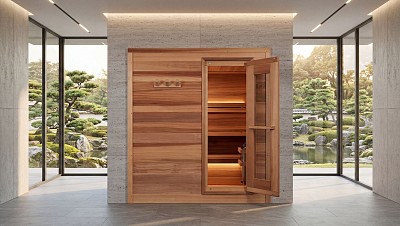 indoor prefab cabin sauna open installed