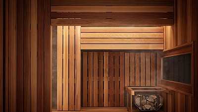 sauna kit interior top view lifestyle
